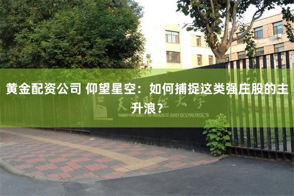 黄金配资公司 仰望星空:如何捕捉这类强庄股的主升浪?