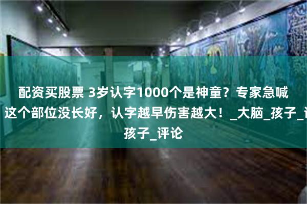 配资买股票 3岁认字1000个是神童？专家急喊停：这个部位没长好，认字越早伤害越大！_大脑_孩子_评论